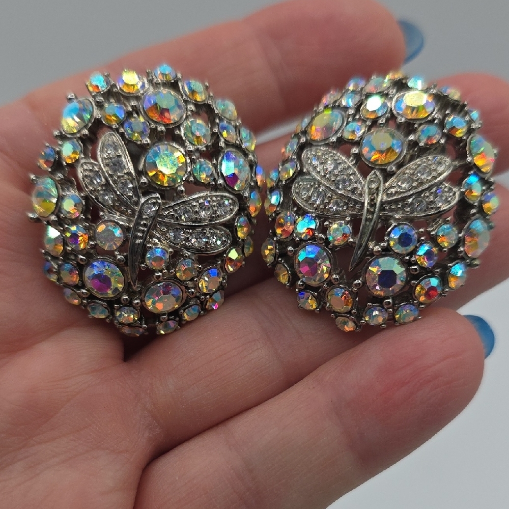 Suzanne Somers Design Aurora Crystal Dragonfly Clip-On Earrings - Picture 10 of 10